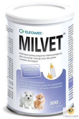 EUROWET Milvet Preparat mlekozastępczy dla szczeniąt i kociąt 800g
