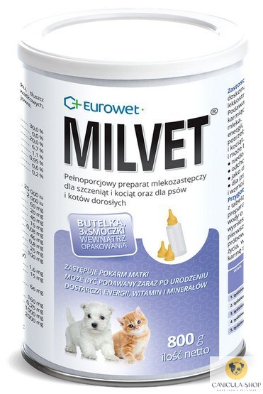 EUROWET Milvet Preparat mlekozastępczy dla szczeniąt i kociąt 800g