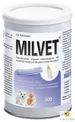 EUROWET Milvet Preparat mlekozastępczy dla szczeniąt i kociąt 300g