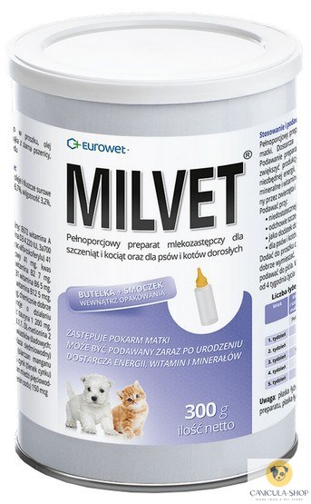 EUROWET Milvet Preparat mlekozastępczy dla szczeniąt i kociąt 300g