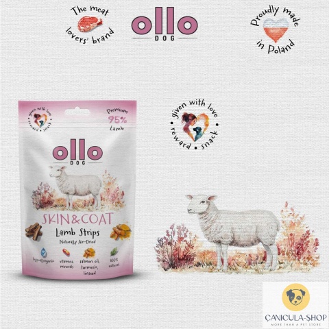 Ollo - Przysmak funkcjonalny dla psa Skin & Coat Lamb Strips 80g