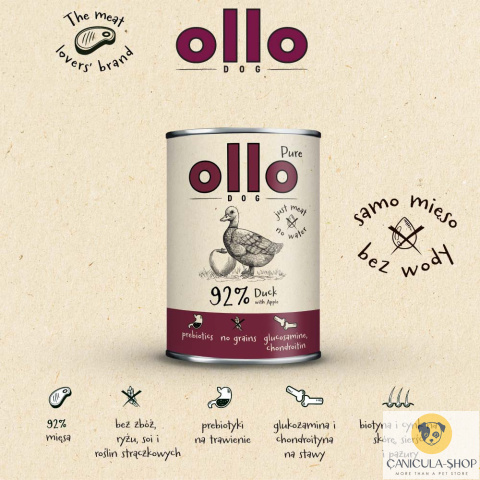 Ollo Pure - Kaczka z jabłkiem 850g