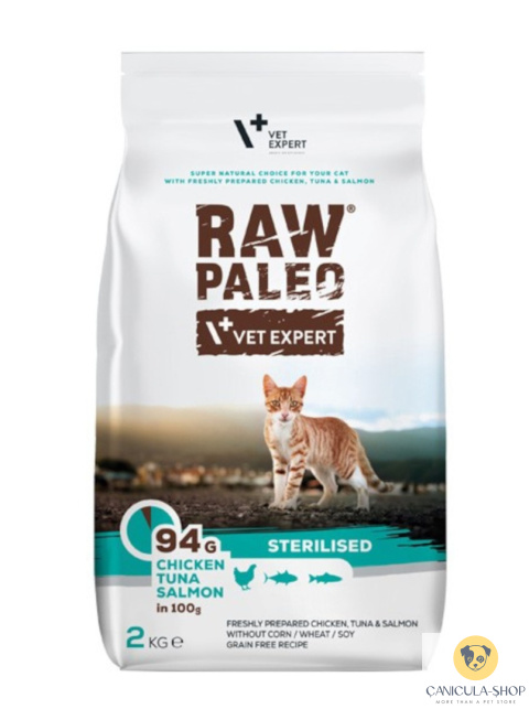Raw Paleo – Sterilized cat - sucha karma z kurczakiem, tuńczykiem i łososiem 2kg