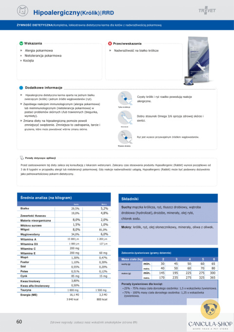Trovet RRD Hypoallergenic Królik dla kota 3kg