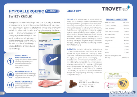 Trovet RRD Hypoallergenic Królik dla kota 3kg