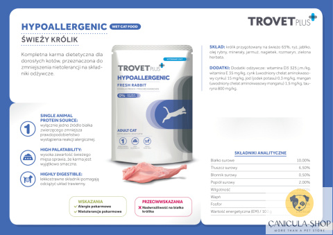 Trovet RRD Hypoallergenic Królik dla kota puszka 200g