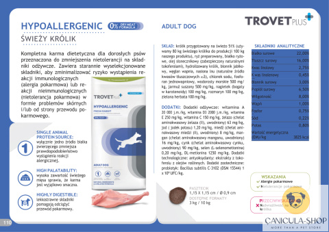 Trovet RRD Hypoallergenic Królik dla psa puszka 400g