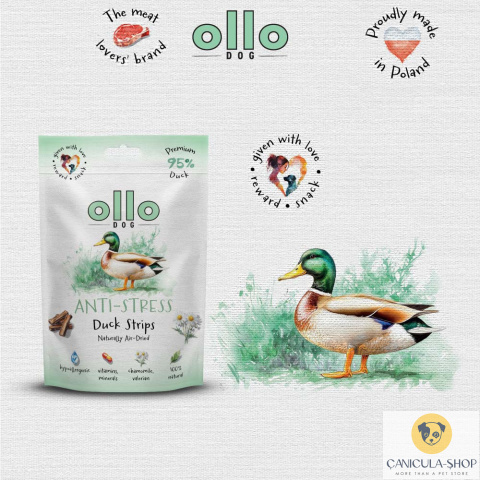 Ollo - Przysmak funkcjonalny dla psa Anti-Stress Duck Strips 80g