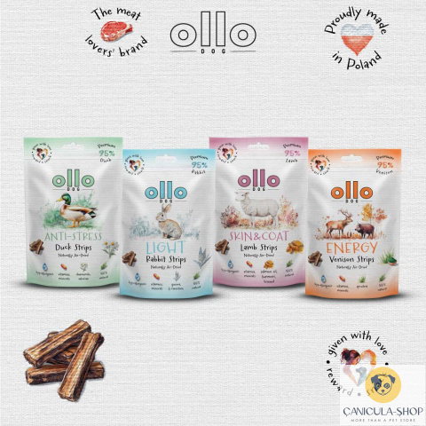 Ollo - Przysmak funkcjonalny dla psa Anti-Stress Duck Strips 80g