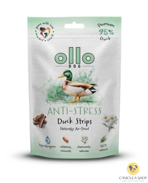 Ollo - Przysmak funkcjonalny dla psa Anti-Stress Duck Strips 80g