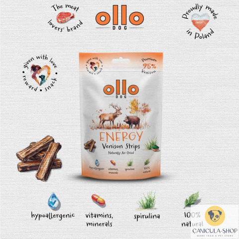 Ollo - Przysmak funkcjonalny dla psa Energy Venision Strips 80g