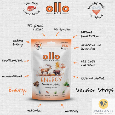 Ollo - Przysmak funkcjonalny dla psa Energy Venision Strips 80g