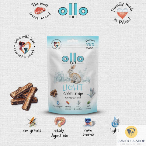 Ollo - Przysmak funkcjonalny dla psa Light Rabbit Strips 80g